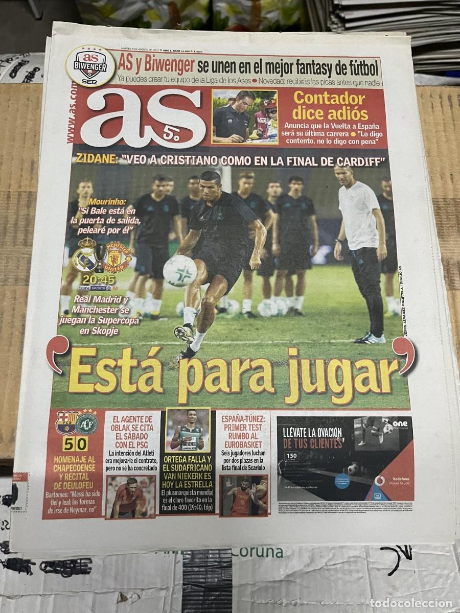 Coleccionismo deportivo: AS (8-8-2017)HOY FINAL SUPERCOPA REAL MADRID MANCHESTER UNITED CONTADOR BARCELONA 5-0 CHAPECOENSE