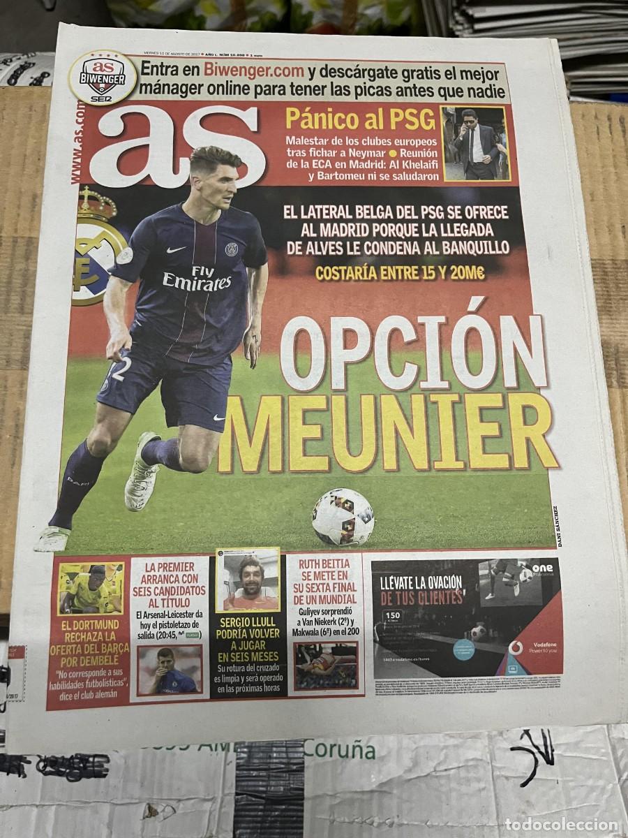 Coleccionismo deportivo: AS (11-8-2017) REAL MADRID MEUNIER PSG SERGIO LLULL OFERTA BARCELONA DEMBELE DORTMUND