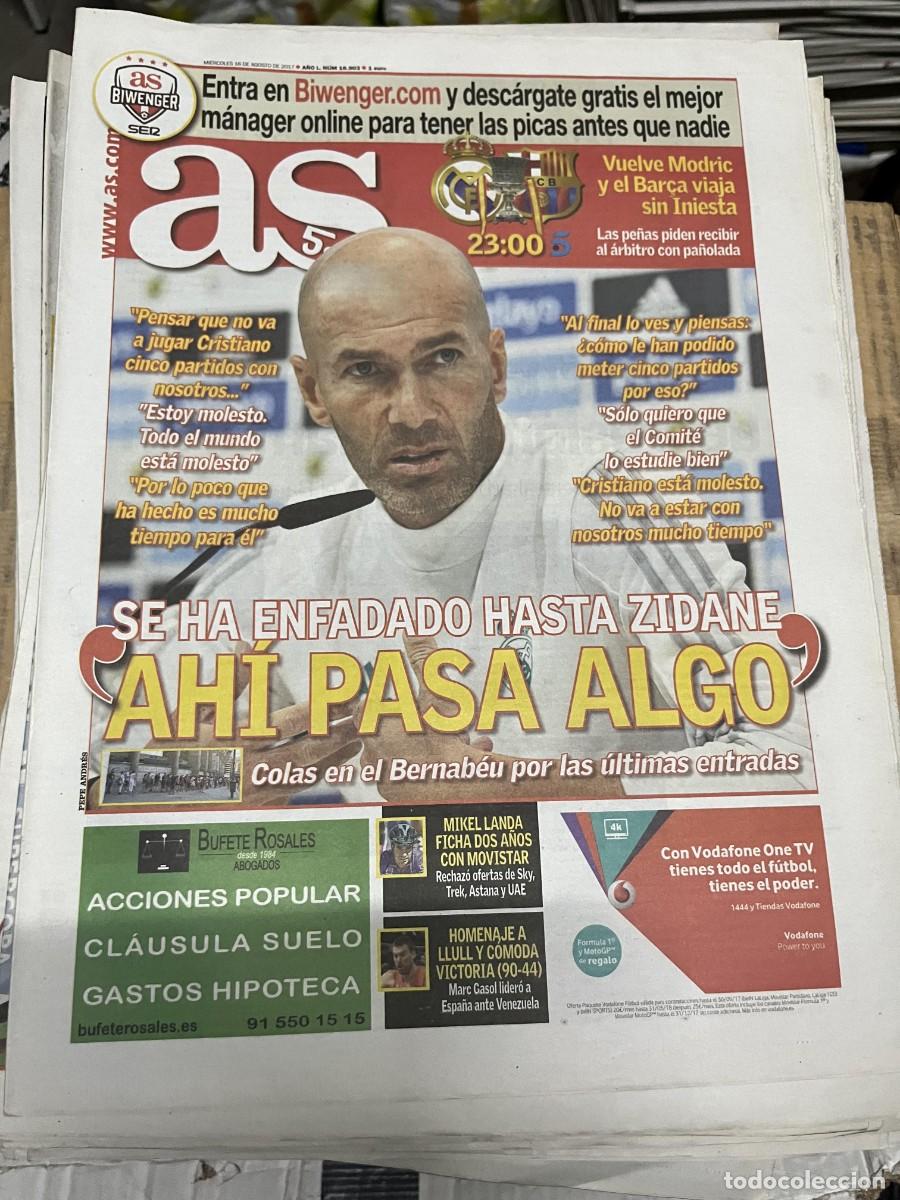 Coleccionismo deportivo: AS (16-8-2017) ZIDANE REAL MADRID HOY FINAL SUPERCOPA REAL MADRID BARCELONA
