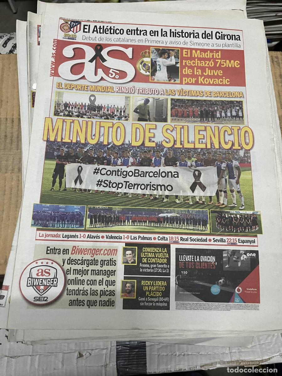 Coleccionismo deportivo: AS (19-8-2017) DEBUT EN PRIMERA GIRONA ATLETICO MADRID MINUTO SILENCIO ATENTADOS CATALU&Ntilde;A