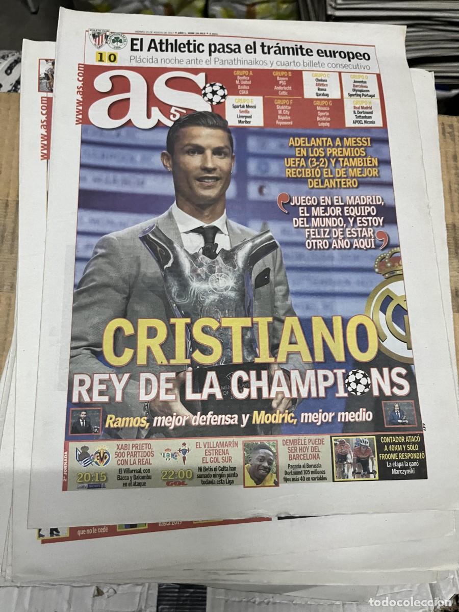 Coleccionismo deportivo: AS(25-8-2017)CAMPEON TROFEO PREMIO UEFA CRISTIANO RONALDO R.MADRID ATHLETIC BILBAO 1-0 PANATHINAIKOS
