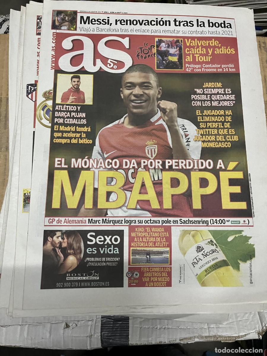 Coleccionismo deportivo: AS (2-7-2017) MBAPPE REAL MADRID MONACO VALVERDE PSG MESSI BARCELONA