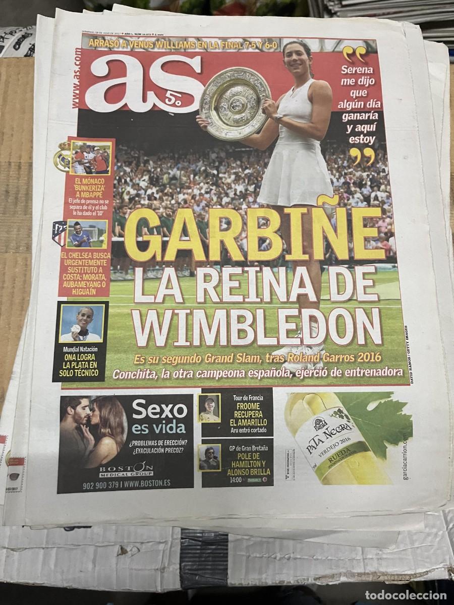 Coleccionismo deportivo: AS (16-7-2017) CAMPEON FINAL WIMBLEDON GARBI&Ntilde;E MUGURUZA VENIS WILLIAMS