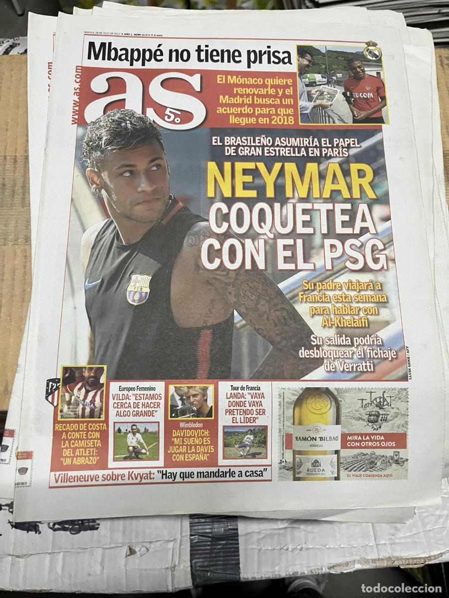 Coleccionismo deportivo: AS (18-7-2017) MBAPPE REAL MADRID MONACO PSG NEYMAR FICHAJE DIEGO COSTA ATLETICO MADRID CONTE