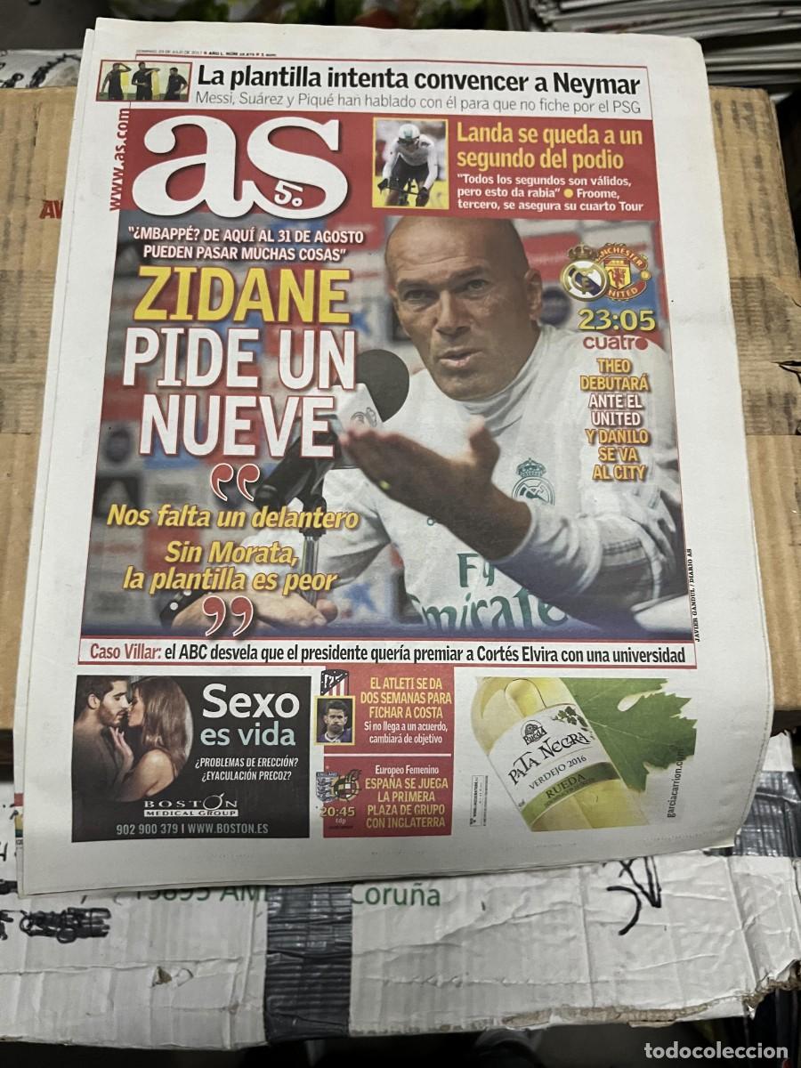 Coleccionismo deportivo: AS (23-7-2017) FICHAJE NEYMAR PSG BARCELONA ZIDANE REAL MADRID MANCHESTER UNITED CASO VILLAR