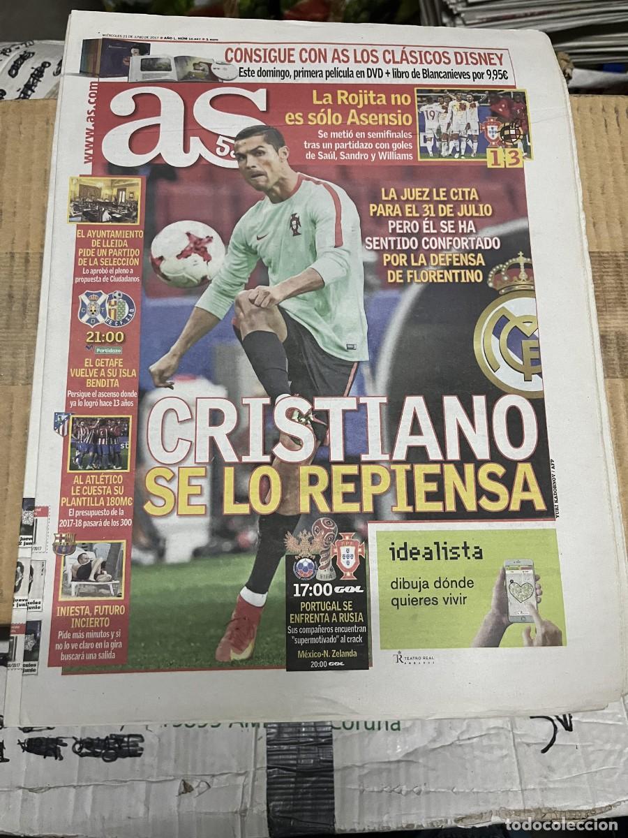 Coleccionismo deportivo: AS (21-6-2017) CRISTIANO RONALDO PORTUGAL 1-3 ESPA&Ntilde;A HOY TENERIFE GETAFE RUSIA PORTUGAL