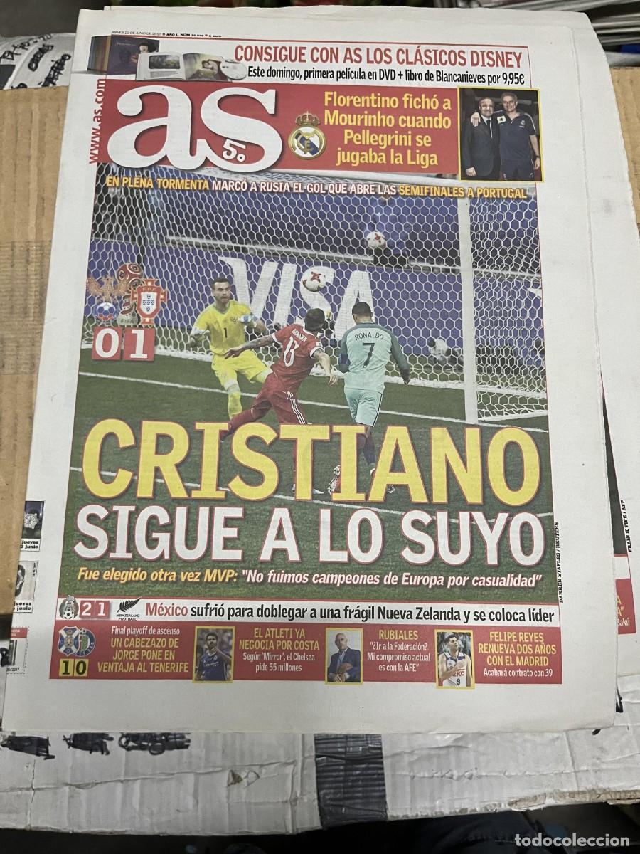 Coleccionismo deportivo: AS (22-6-2017) FLORENTINO PEREZ FICHAJE MOURINHO REAL MADRID RUSIA 0-1 PORTUGAL
