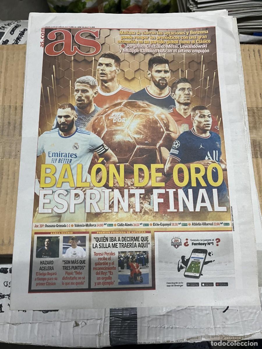 Coleccionismo deportivo: AS (23-10-2021) BALON DE ORO BENZEMA CRISTIANO RONALDO MESSI MBAPPE LEWANDOSKI