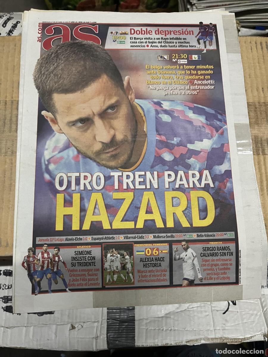 Coleccionismo deportivo: AS (27-10-2021) HAZARD REAL MADRID OSASUNA RAYO VALLECANO BARCELONA JORNADA LIGA