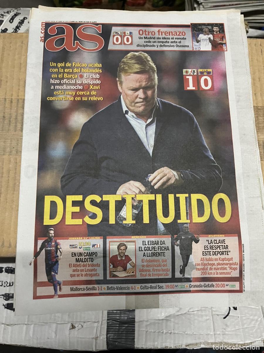 Coleccionismo deportivo: AS (28-10-2021) KOEMAN RAYO VALLECANO 1-0 BARCELONA REAL MADRID 0-0 OSASUNA JORNADA LIGA