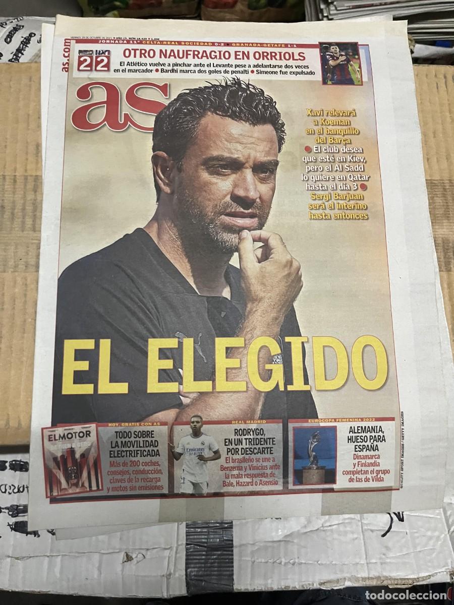 Coleccionismo deportivo: AS (29-10-2021) JORNADA LIGA LEVANTE 2-2 ATLETICO MADRID CELTA 0-2 REAL SOCIEDAD XAVI HERNANDEZ