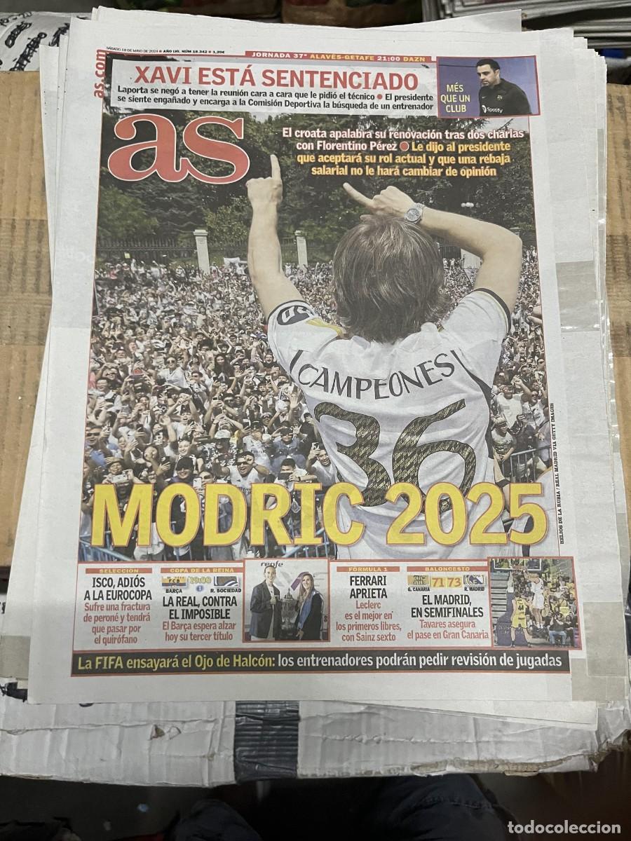 Coleccionismo deportivo: AS (18-5-2024) HOY FINAL COPA REINA BARCELONA REAL SOCIEDAD MODRIC REAL MADRID ISCO
