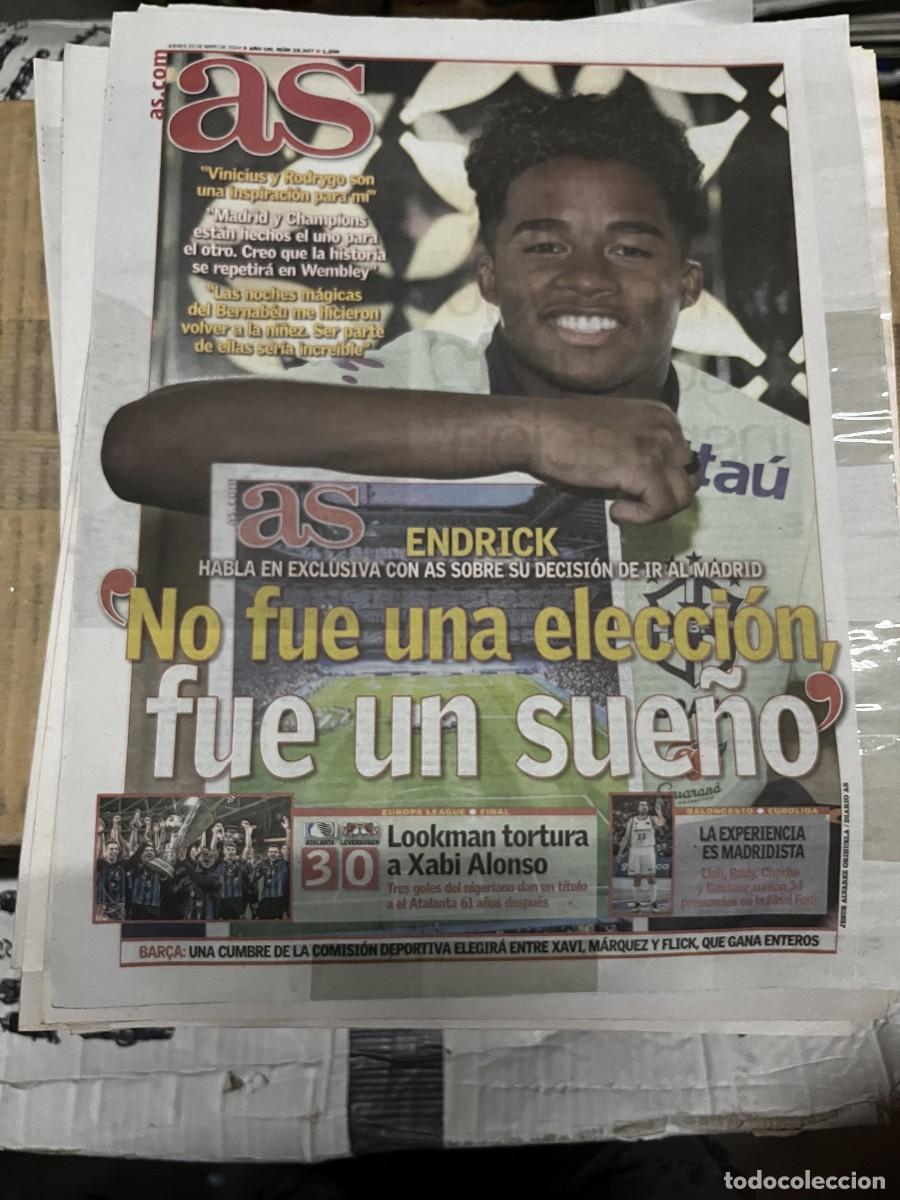 Coleccionismo deportivo: AS (23-5-2024) FICHAJE ENDRICK REAL MADRID VINICIUS REAL MADRID