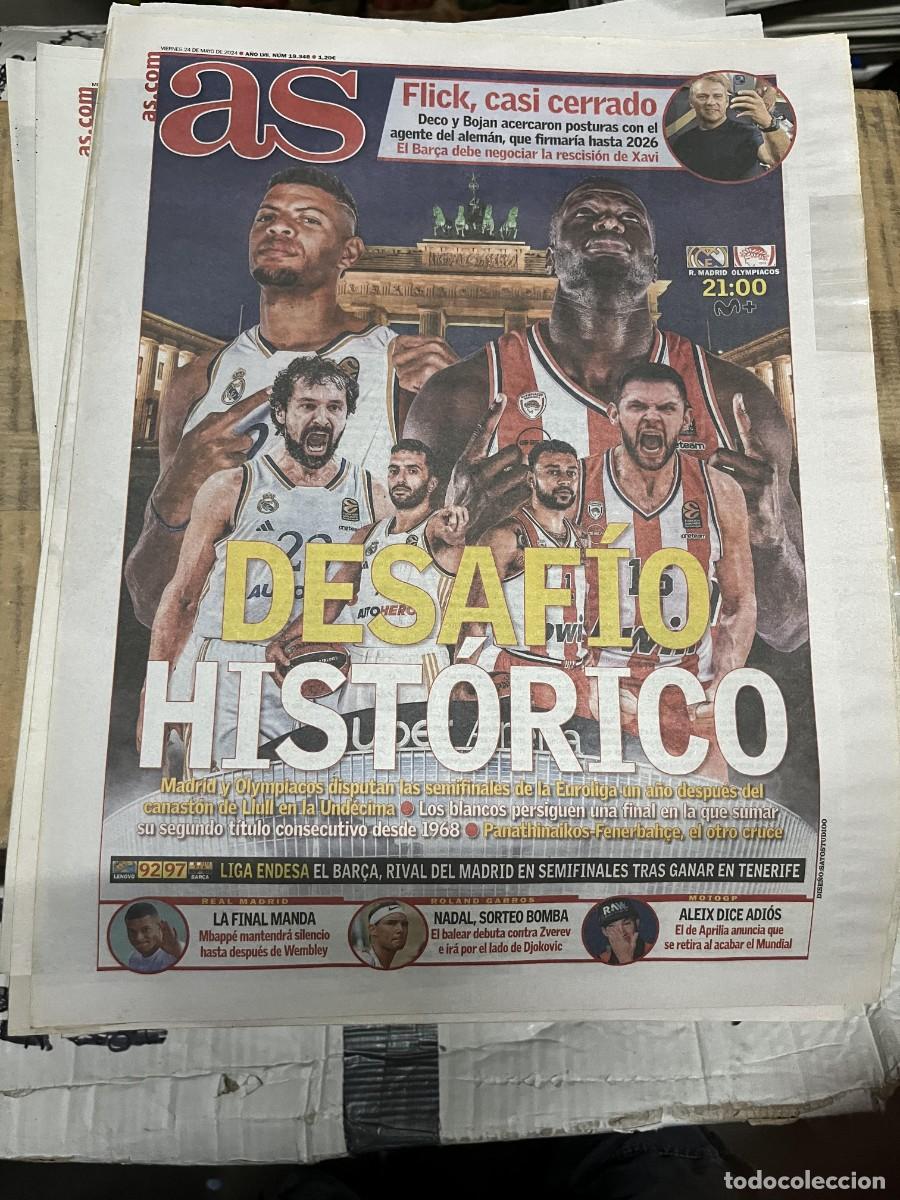 Coleccionismo deportivo: AS (24-5-2024) FLICK REAL MADRID OLYMPIAKOS BALONCESTO SEMIFINAL EUROLIGA
