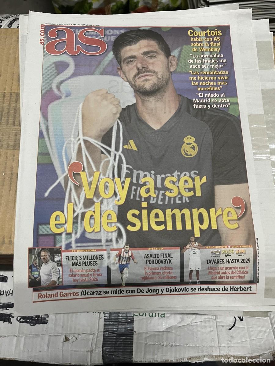 Coleccionismo deportivo: AS (29-5-2024) COURTOIS REAL MADRID FINAL WEMBLEY FLICK DOVBYK TAVARES