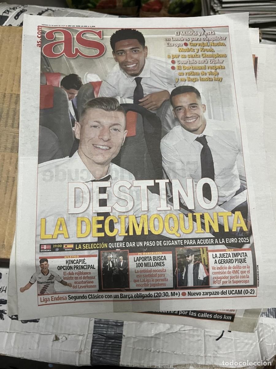 Coleccionismo deportivo: AS (31-5-2024) FINAL CHAMPIONS REAL MADRID BORUSSIA DORTMUND BELLINGHAM KROOS