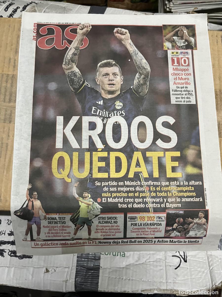 Coleccionismo deportivo: AS (2-5-2024) DESPEDIDA TONI KROOS REAL MADRID BORUSSIA DORTMUND 1-0 PSG CHAMPIONS