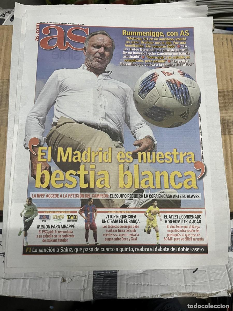 Coleccionismo deportivo: AS (7-5-2024) RUMMENIGGE BAYERN MUNCHEN REAL MADRID CHAMPIONS PSG BORUSSIA DORTMUND