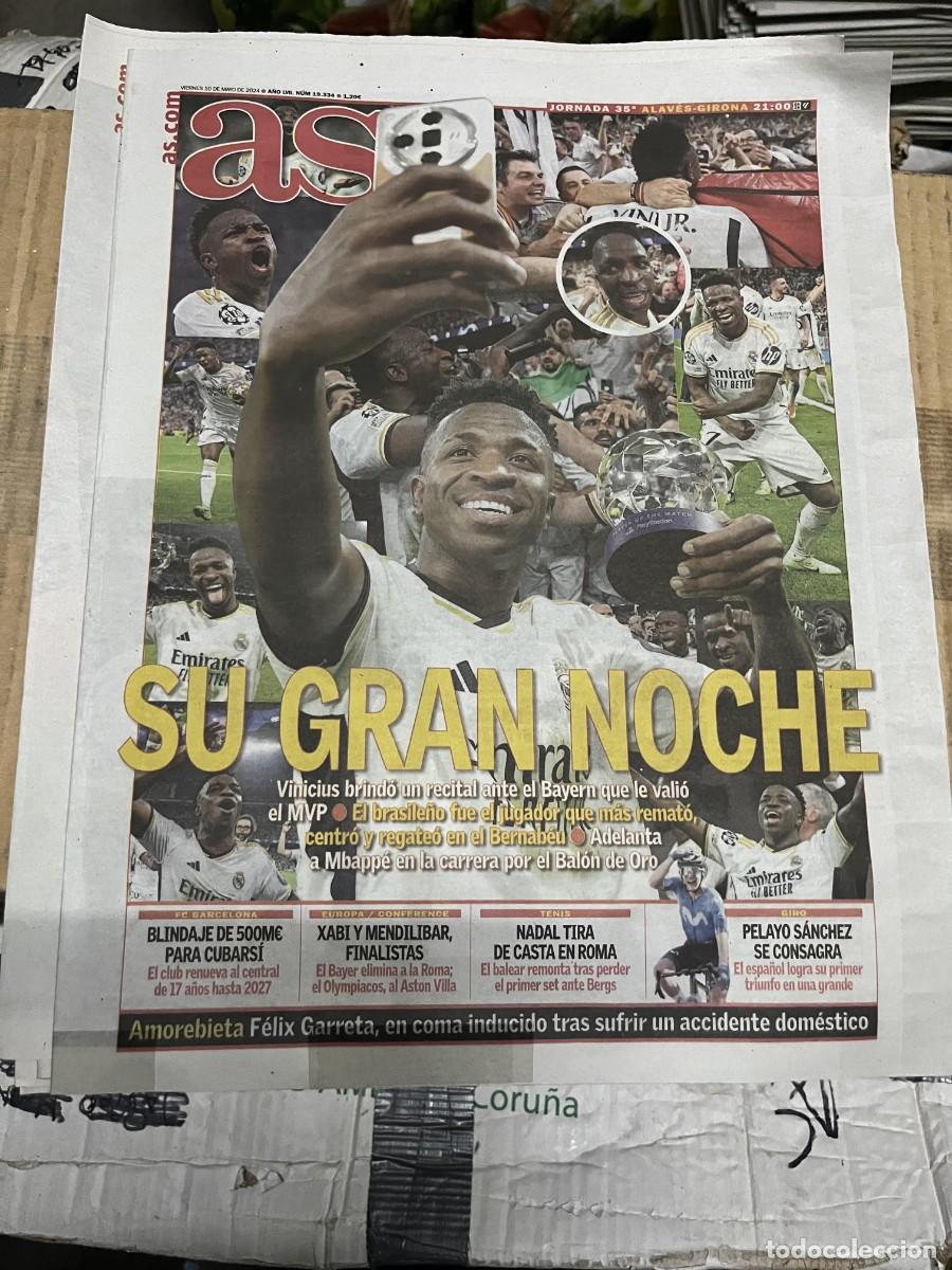 Coleccionismo deportivo: AS (10-5-2024) REAL MADRID 2-1 BAYERN MUNCHEN SEMIFINAL CHAMPIONS VINICIUS PELAYO SANCHEZ