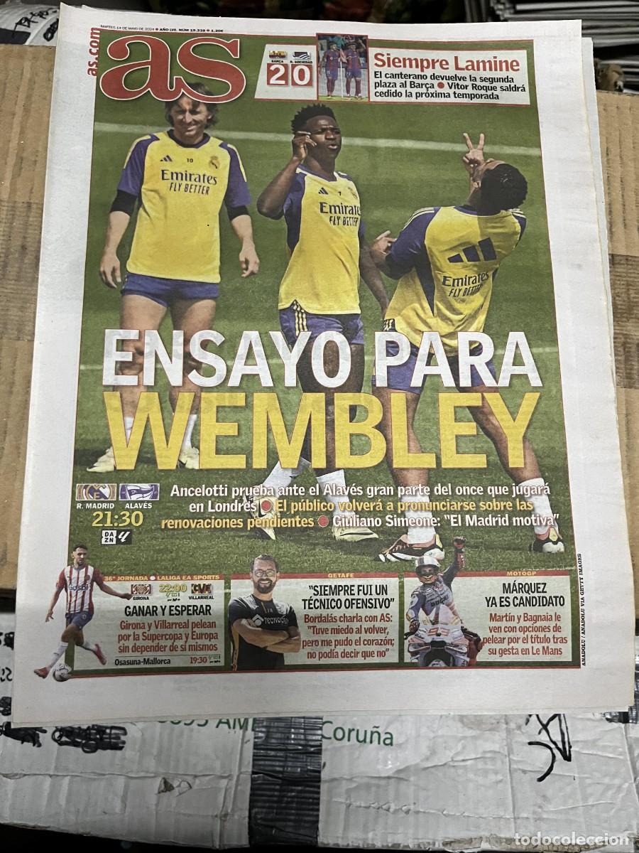 Coleccionismo deportivo: AS (14-5-2024) BARCELONA 2-0 REAL SOCIEDAD LAMINE YAMAL REAL MADRID ALAVES JORNADA LIGA