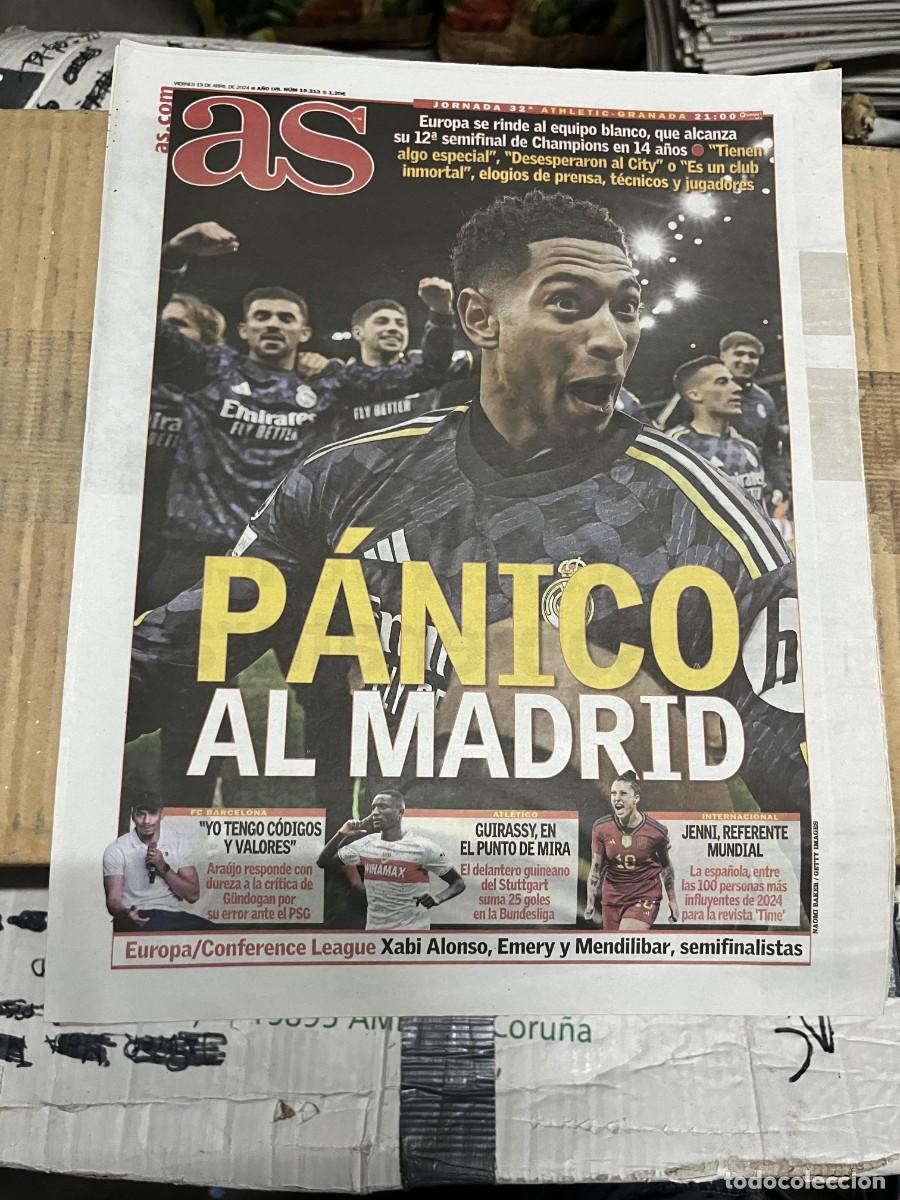 Coleccionismo deportivo: AS (19-4-2024) CHAMPIONS REAL MADRID MANCHESTER CITY BELLINGHAM
