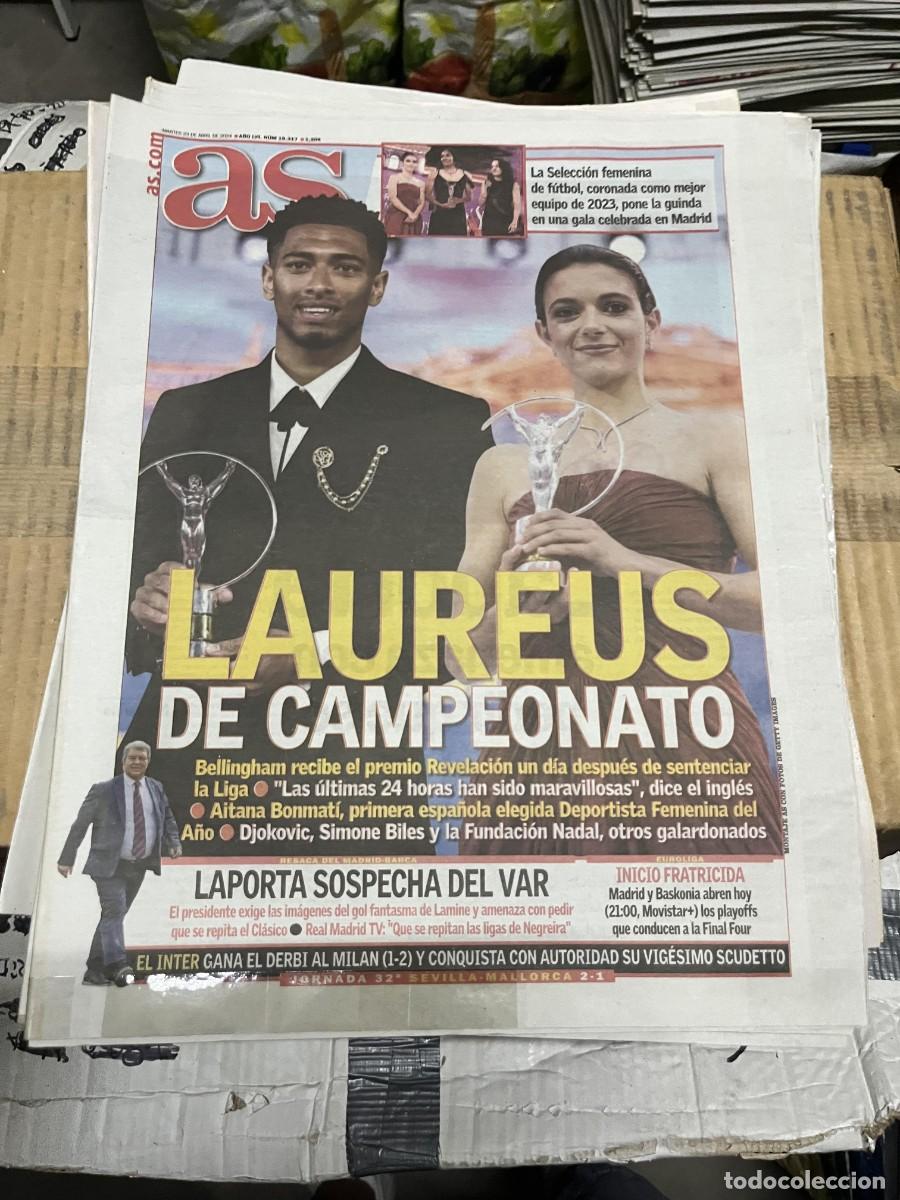 Coleccionismo deportivo: AS (23-4-2024) LAUREUS PREMIO REVELACION BELLINGHAM REAL MADRID AITANA BONMATI DEPORTISTA DEL A&Ntilde;O