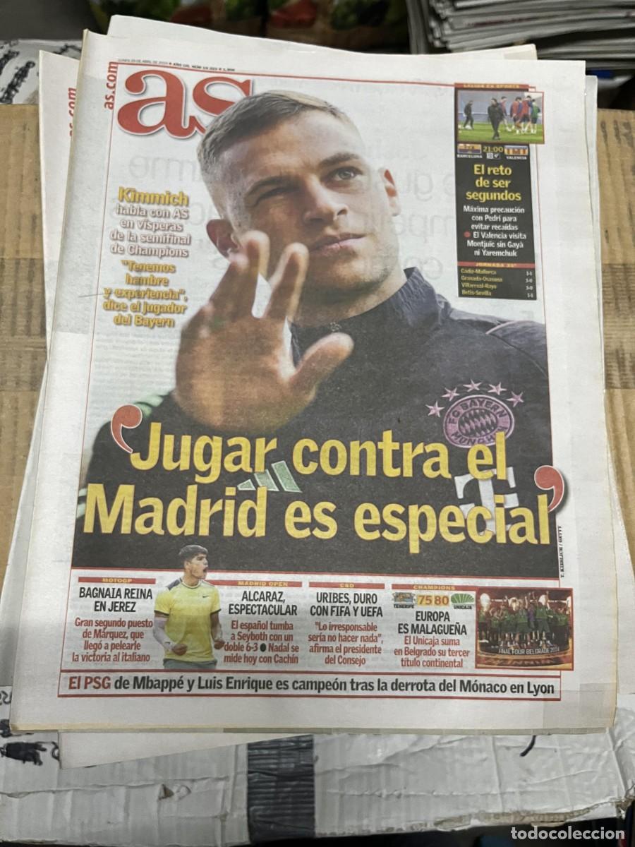 Coleccionismo deportivo: AS (29-4-2024) KIMMICH HOY BARCELONA VALENCIA BAYERN MUNCHEN REAL MADRID ALCARAZ