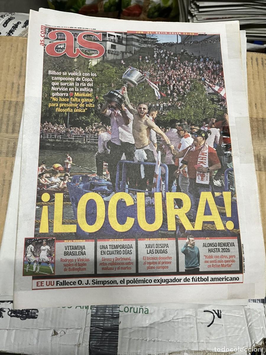 Coleccionismo deportivo: AS (12-4-2024) CELEBRACION CAMPEON FINAL COPA DEL REY ATHLETIC BILBAO GABARRA