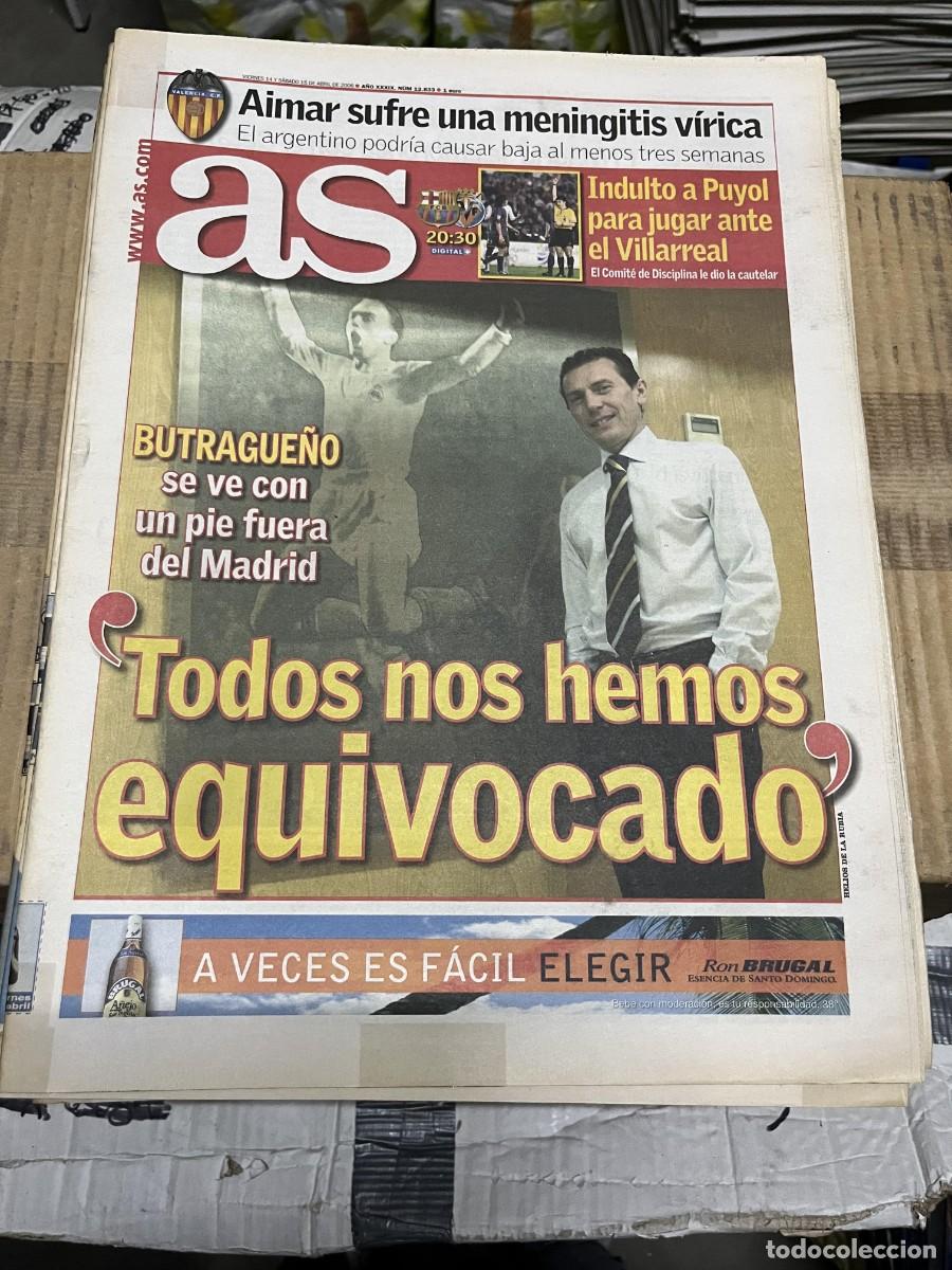 Coleccionismo deportivo: AS (14-15-4-2006) BUTRAGUE&Ntilde;O DI STEFANO INDULTO A PUYOL BARCELONA VILLARREAL