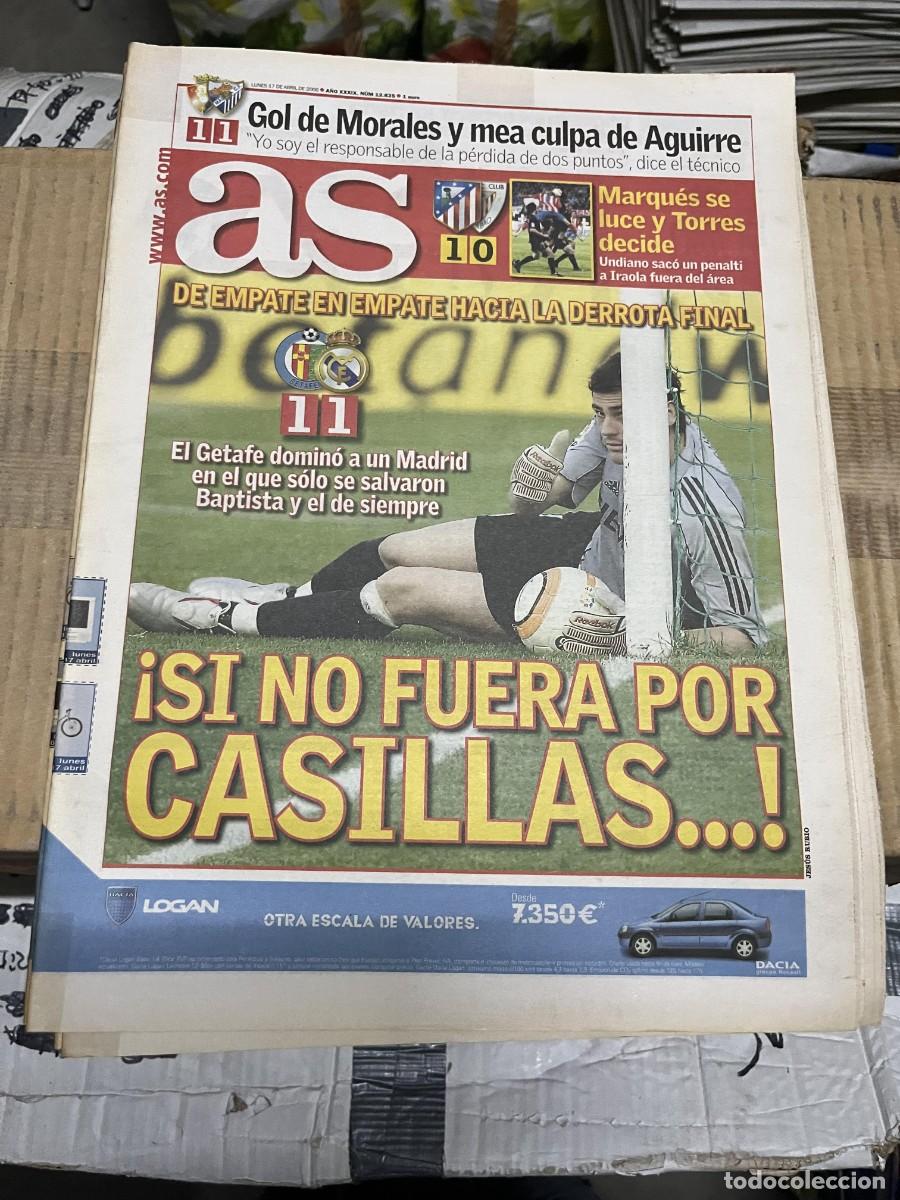 Coleccionismo deportivo: AS (17-4-2006) JORNADA LIGA OSASUNA 1-1 MALAGA ATLETICO 1-0 ATHLETIC BILBAO GETAFE 1-1 REAL MADRID