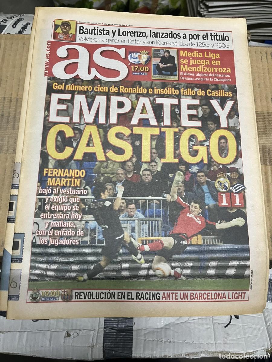 Coleccionismo deportivo: AS (9-4-2006) BAUTISTA LORENZO ALAVES OSASUNA REAL MADRID 1-1 REAL SOCIEDAD GOL 100 RONALDO NAZARIO