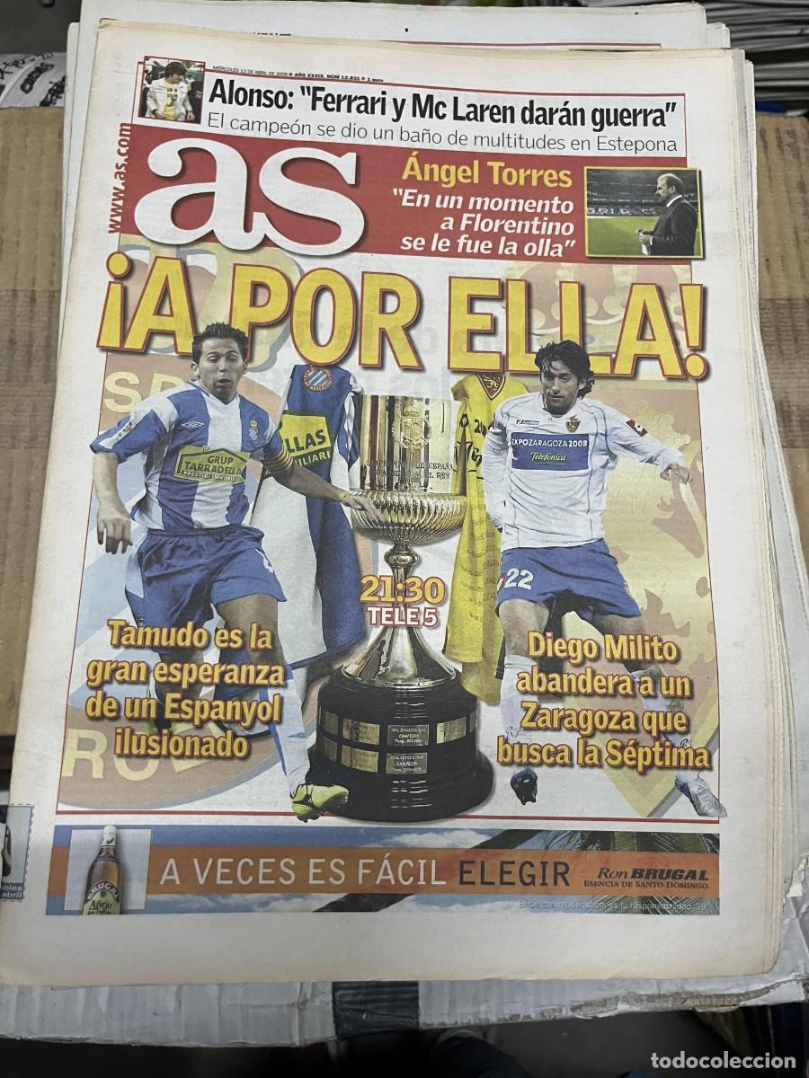 Coleccionismo deportivo: AS (12-4-2006) HOY FINAL COPA DEL REY ESPANYOL ESPA&Ntilde;OL ZARAGOZA ANGEL TORRES TAMUDO MILITO