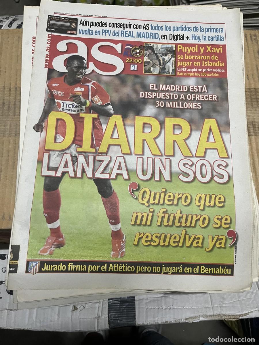 Coleccionismo deportivo: AS (15-8-2006) DIARRA REAL MADRID PUYOL XAVI HERNANDEZ ISLANDIA ESPA&Ntilde;A FICHAJE JURADO ATLETICO