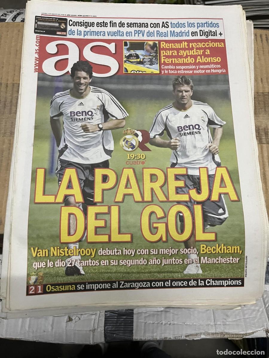 Coleccionismo deportivo: AS (3-8-2006) RENAULT VAN NISTELROY BECKHAM REAL MADRID OSASUNA 2-1 ZARAGOZA