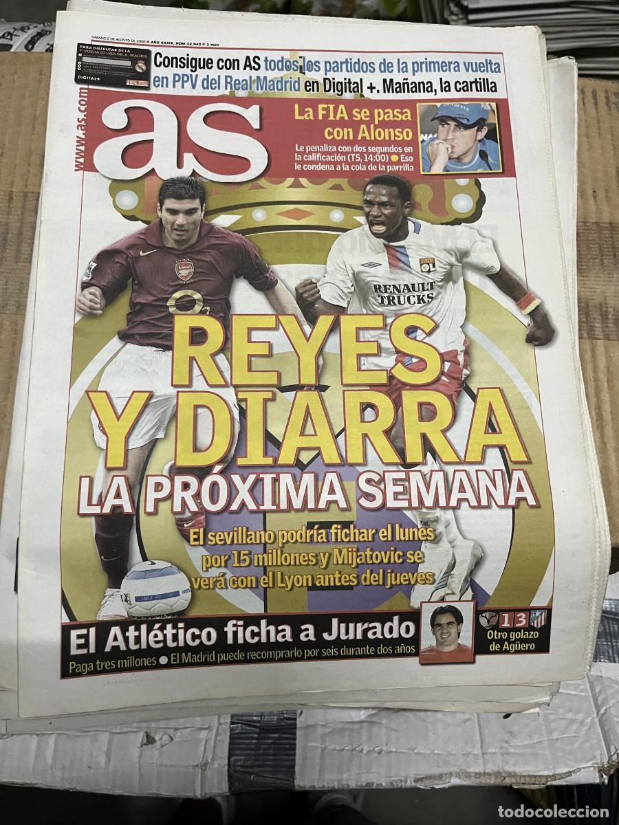 Coleccionismo deportivo: AS (5-8-2006) REYES DIARRA POSIBLE FICHAJE REAL MADRID FIA FERNANDO ALONSO FICHAJE JURADO ATLETICO