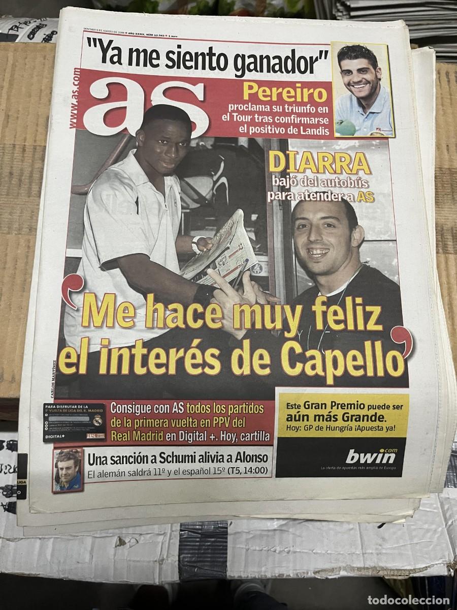 Coleccionismo deportivo: AS (6-8-2006) DIARRA PEREIRO SCHUMI FERNANDO ALONSO FORMULA 1
