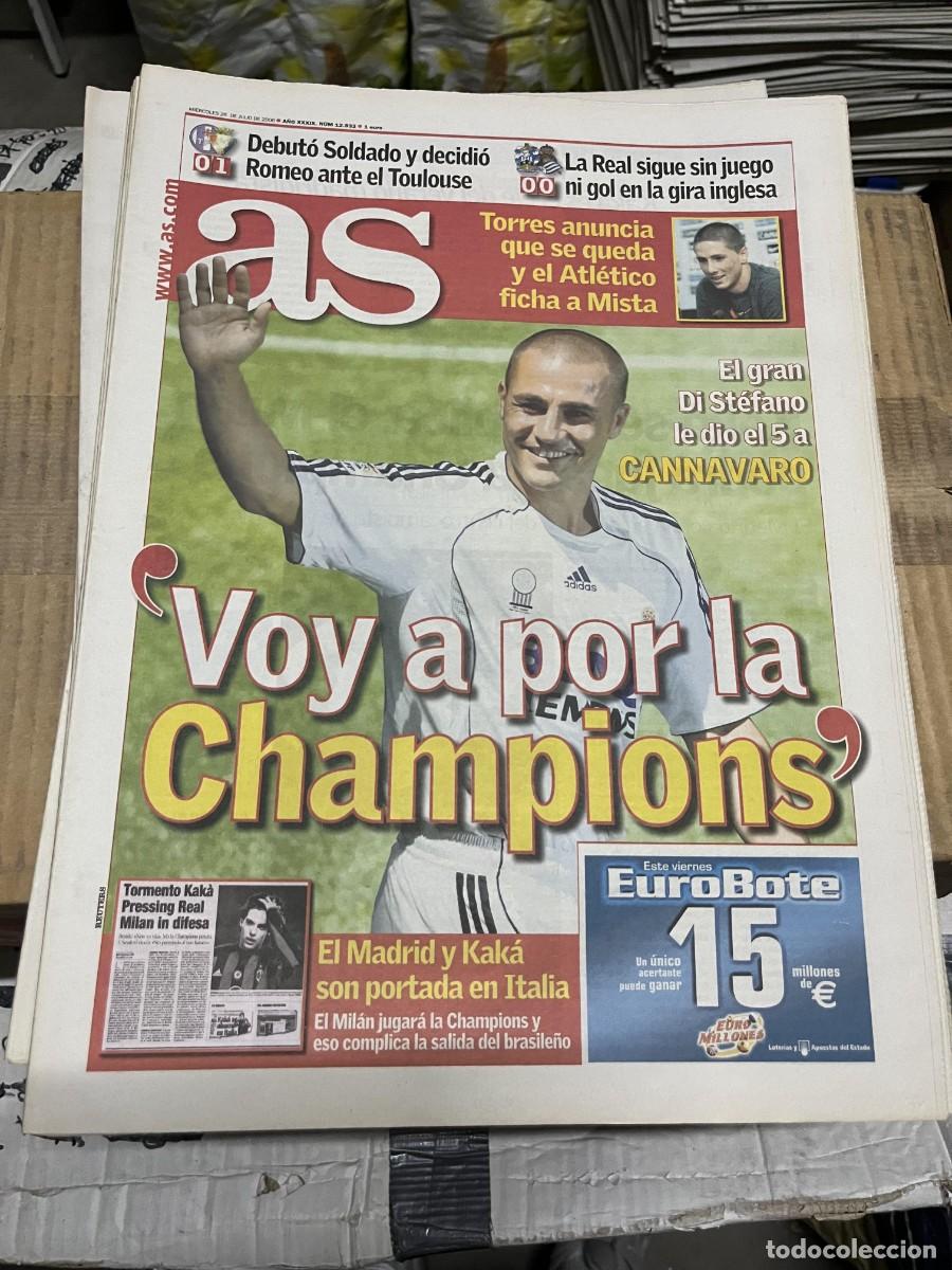 Coleccionismo deportivo: AS (26-7-2006) PRESENTACION REAL MADRID CANNAVARO FERNANDO TORRES DEBUT SOLDADO OSASUNA