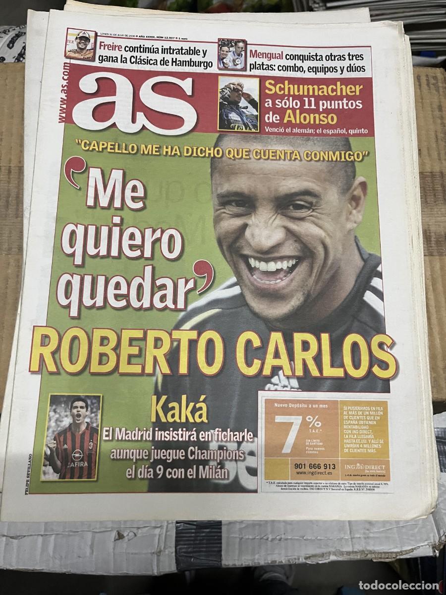 Coleccionismo deportivo: AS (31-7-2006) ROBERTO CARLOS FREIRE MENGUAL KAKA CAPELLO REAL MADRID