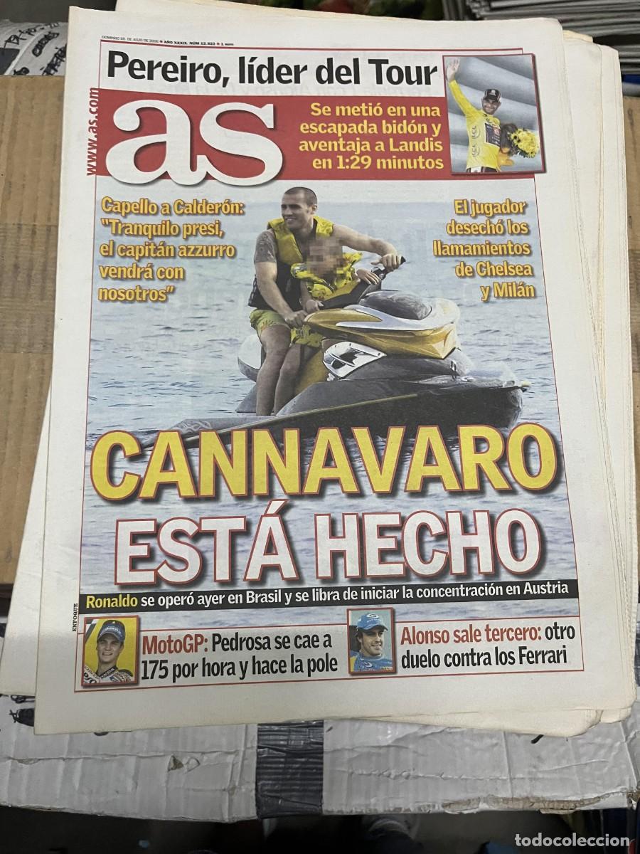Coleccionismo deportivo: AS (16-7-2006) CANNAVARO PEREIRO LIDER TOUR FRANCIA MOTO GP PEDROSA FERNANDO ALONSO
