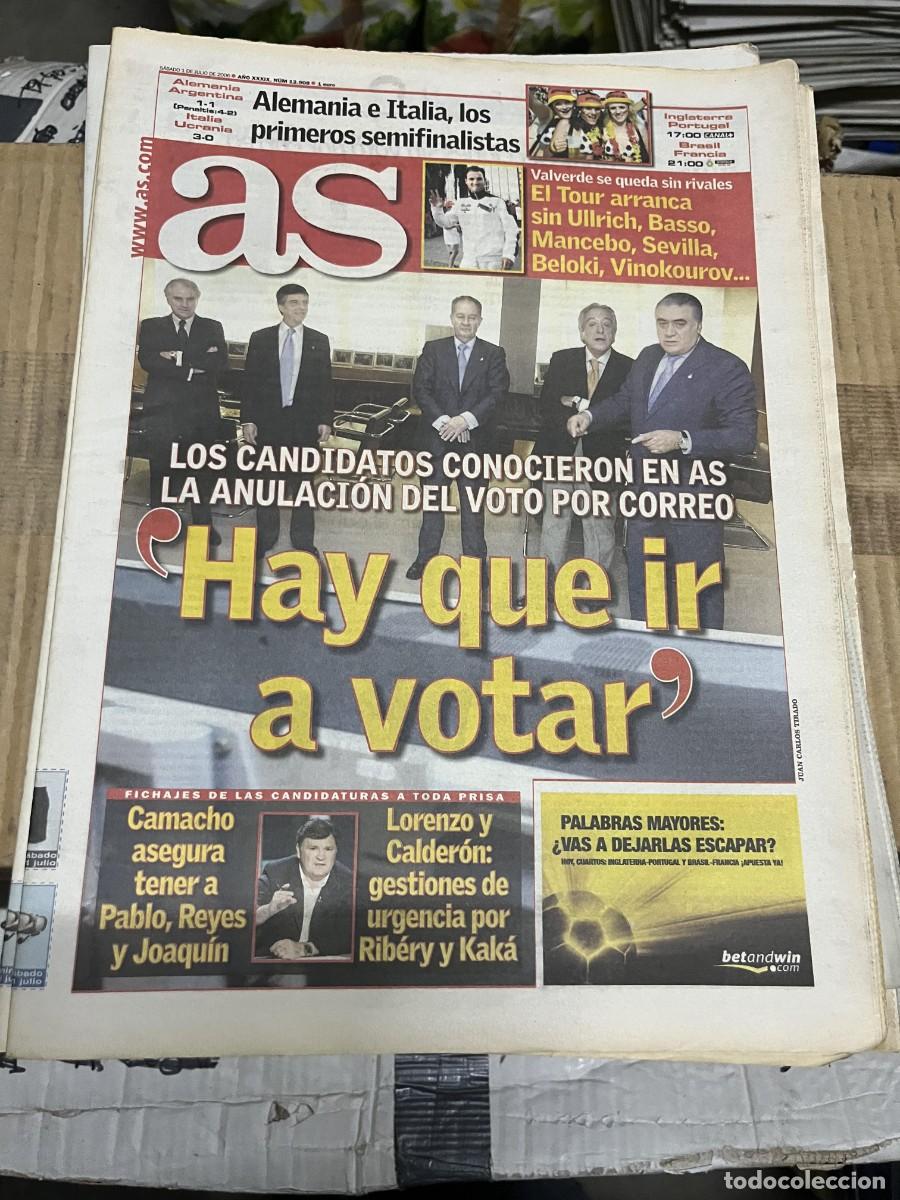 Coleccionismo deportivo: AS (1-7-2006) MUNDIAL ALEMANIA ELECCIONES PRESIDENTE REAL MADRID CAMACHO LORENZO CALDERON