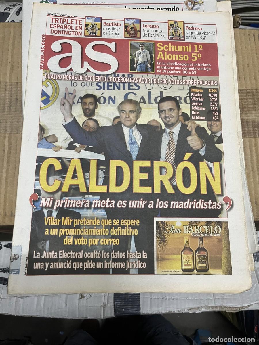 Coleccionismo deportivo: AS (3-7-2006) MUNDIAL ALEMANIA ELECCIONES PRESIDENTE REAL MADRID RAMON CALDERON GANADOR