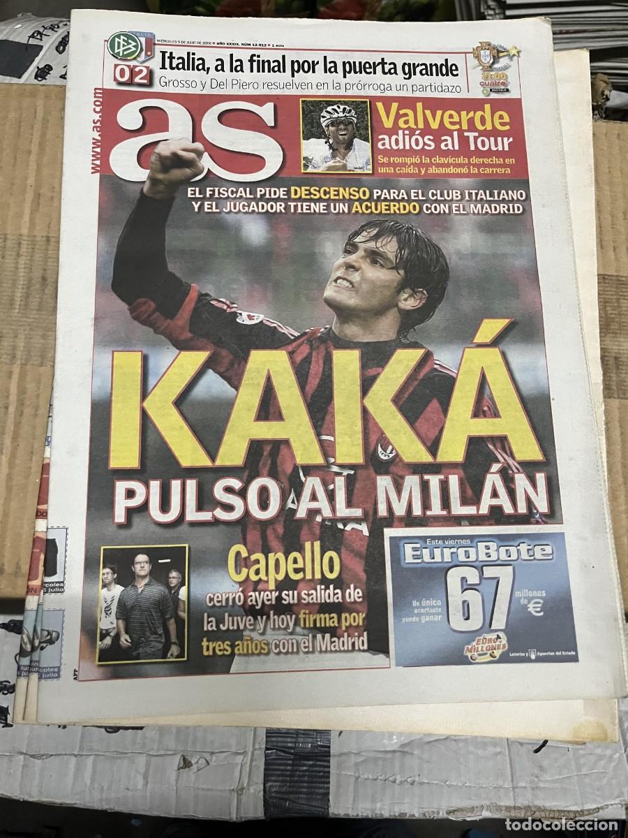 Coleccionismo deportivo: AS (5-7-2006) MUNDIAL ALEMANIA KAKA MILAN REAL MADRID CAPELLO VALVERDE ADIOS AL TOUR