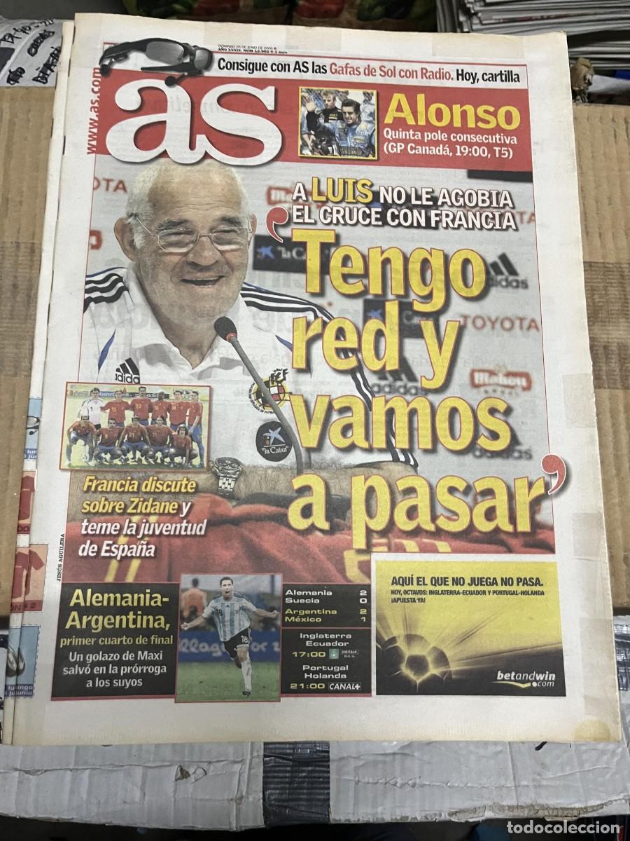 Coleccionismo deportivo: AS (25-6-2006) LUIS ARAGONES FERNANDO ALONSO FORMULA 1 MUNDIAL ALEMANIA ESPA&Ntilde;A FRANCIA