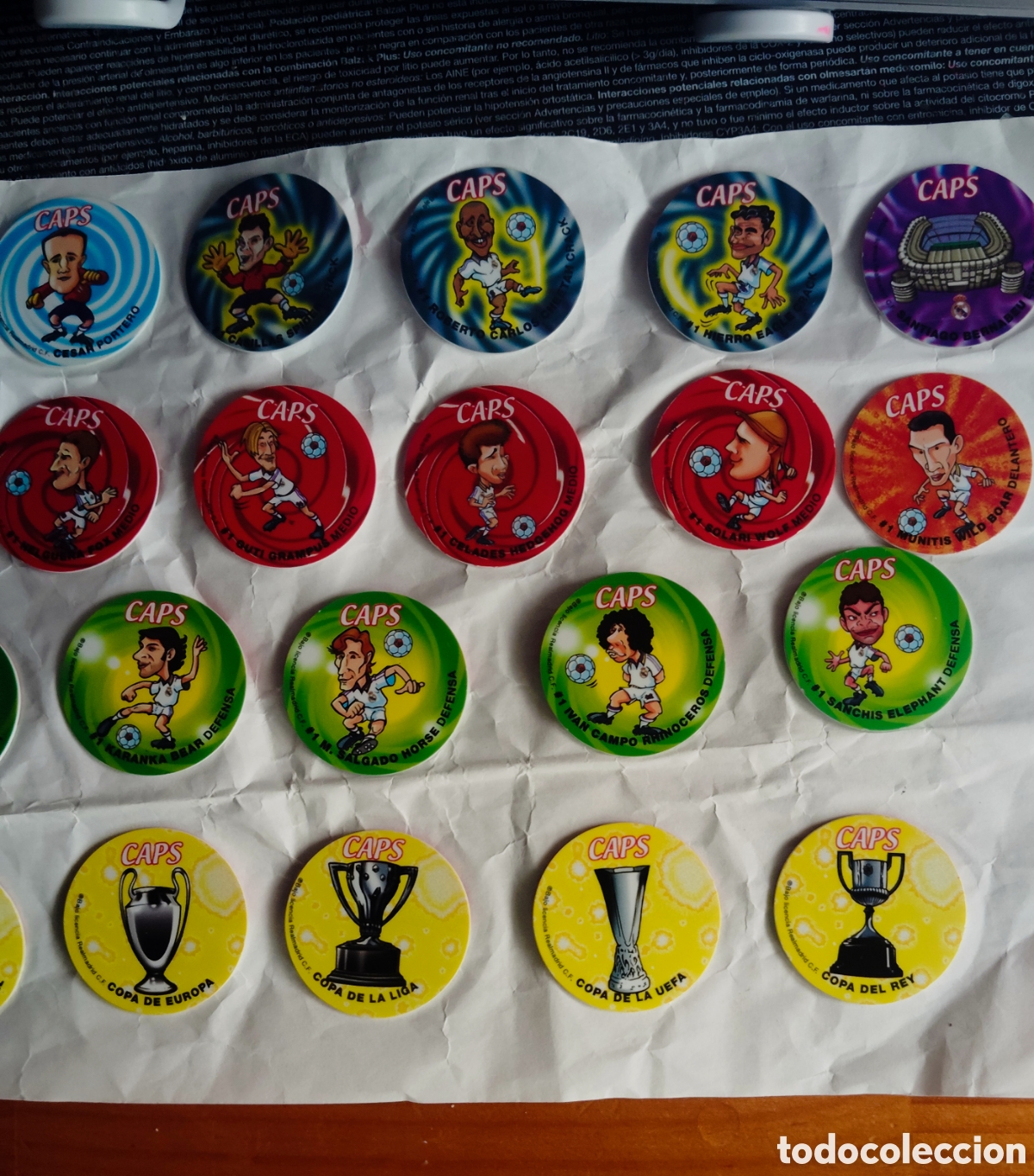Coleccionismo deportivo: COLECCI&Oacute;N TAZOS AS REAL MADRID CLUB DE F&Uacute;TBOL CAPS TAZOS A&Ntilde;O 2000 VARIOS VENTA JUNTOS O SEPARADOS