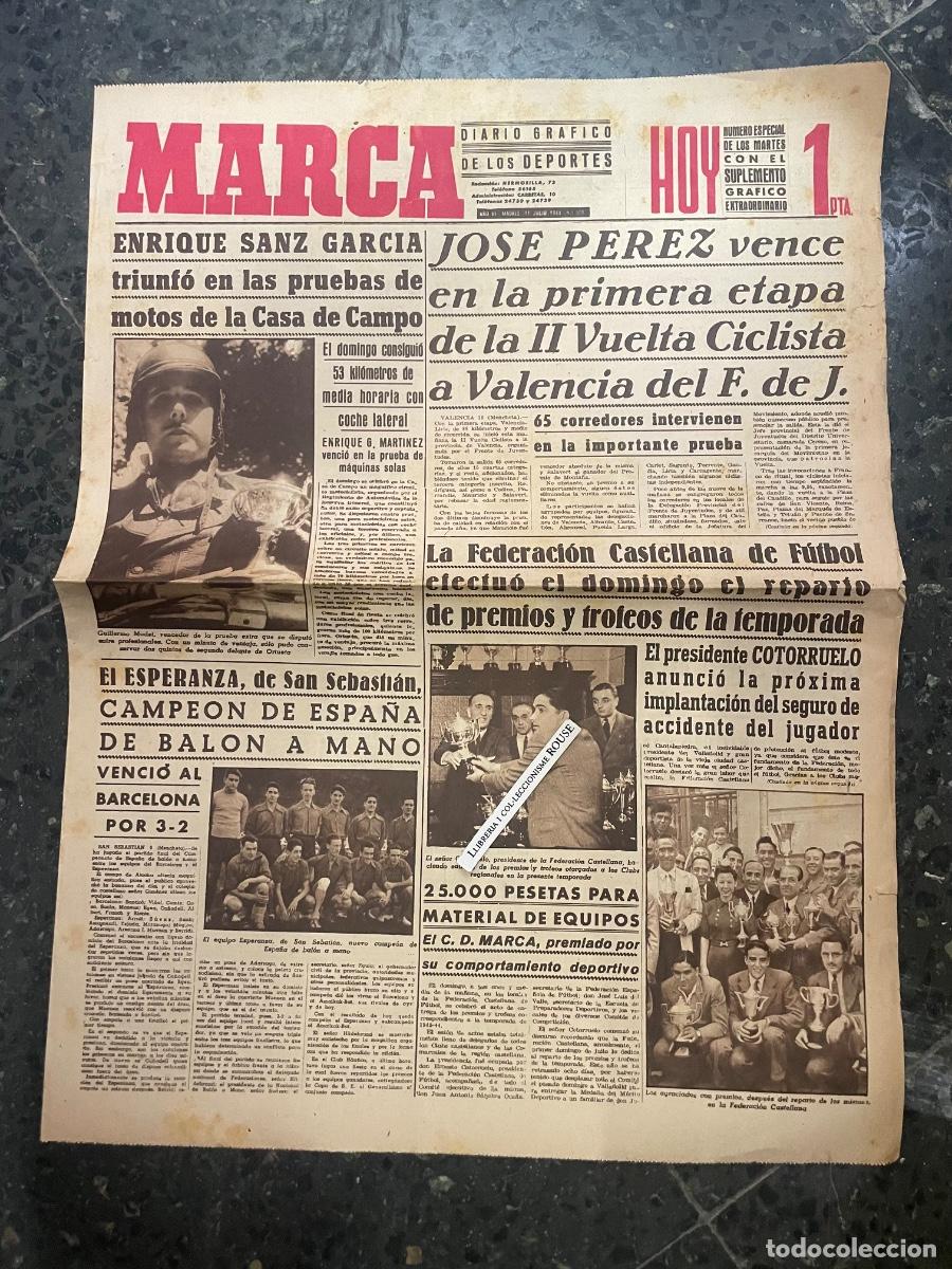 Coleccionismo deportivo: MARCA - DIARIO GRAFICO DE LOS DEPORTES N&ordm; ESPECIAL DE LOS MARTES A&Ntilde;O III - 11 JULIO 1944 N&ordm; 506