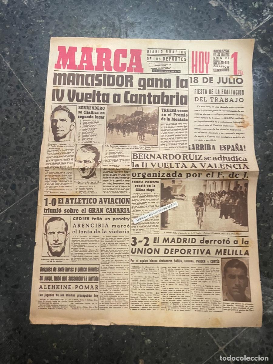 Coleccionismo deportivo: MARCA - DIARIO GRAFICO DE LOS DEPORTES N&ordm; ESPECIAL DE LOS MARTES A&Ntilde;O III - 18 JULIO 1944 N&ordm; 512