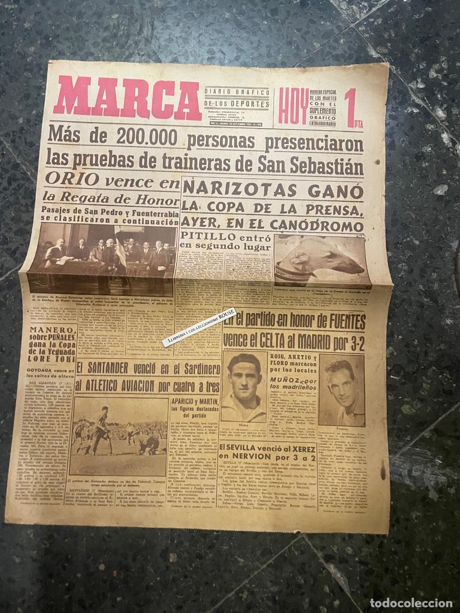 Coleccionismo deportivo: MARCA - DIARIO GRAFICO DE LOS DEPORTES N&ordm; ESPECIAL DE LOS MARTES A&Ntilde;O III - 19 SEPTIEMBRE1944 N&ordm; 566