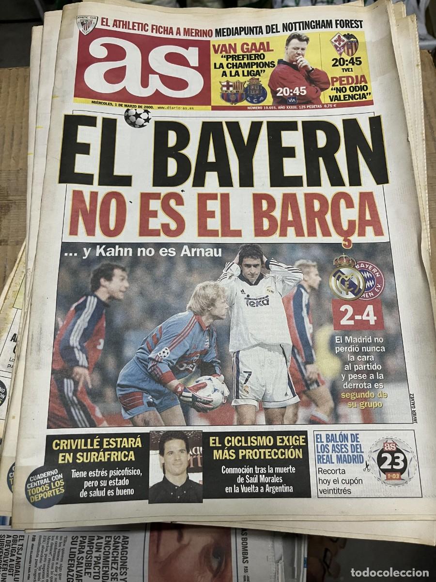 Coleccionismo deportivo: AS (1-3-2000) FIORENTINA VALENCIA VAN GAAL BARCELONA OPORTO CHAMPIONS REAL MADIRD 2-4 BAYERN MUNCHEN