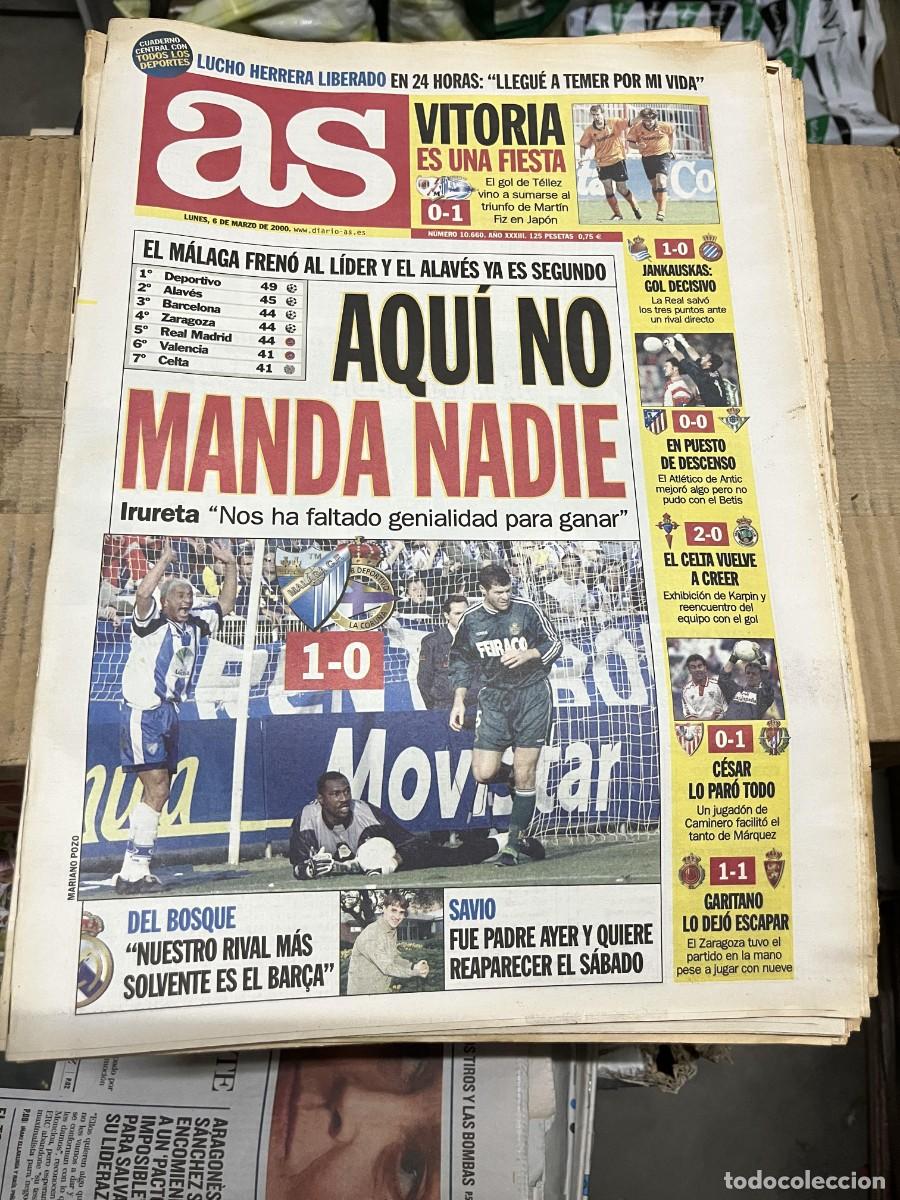Coleccionismo deportivo: AS (6-3-2000) RAYO 0-1 ALAVES REAL SOCIEDAD 1-0 ESPANYOL MALAGA 1-0 DEPORTIVO CORU&Ntilde;A JORNADA LIGA