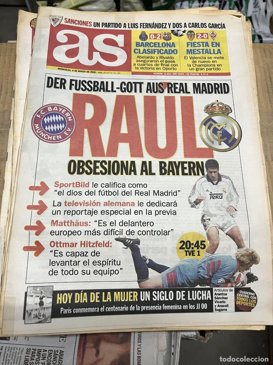 Coleccionismo deportivo: AS (8-3-2000) BAYERN MUNCHEN REAL MADRID CHAMPIONS OPORTO 0-2 BARCELONA VALENCIA 2-0 FIORENTINA